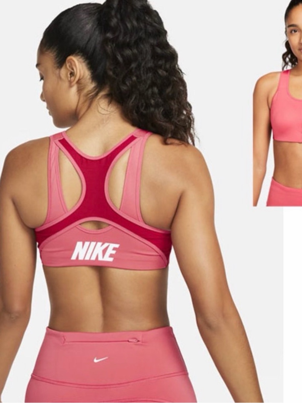 Nike Pink Dual-Tone Racerback Sports Bra size small dri-fit